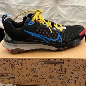 Nike Black and Blue Athletic Sneakers with Yellow Laces